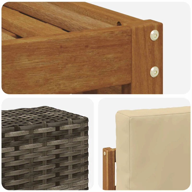 Lauko sofos komplektas su pagalve 6 pcs Natūralus ir bežinis