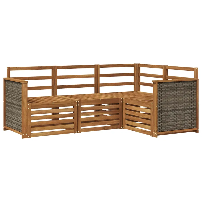 Sofų komplektai 4 pcs Kietos akacijos mediena