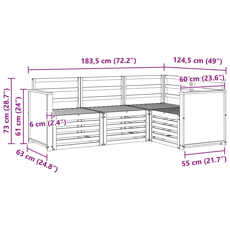 Sofų komplektai 4 pcs Kietos akacijos mediena