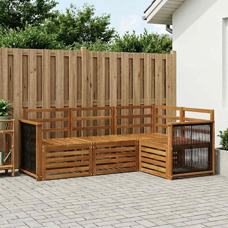 Sofų komplektai 4 pcs Kietos akacijos mediena