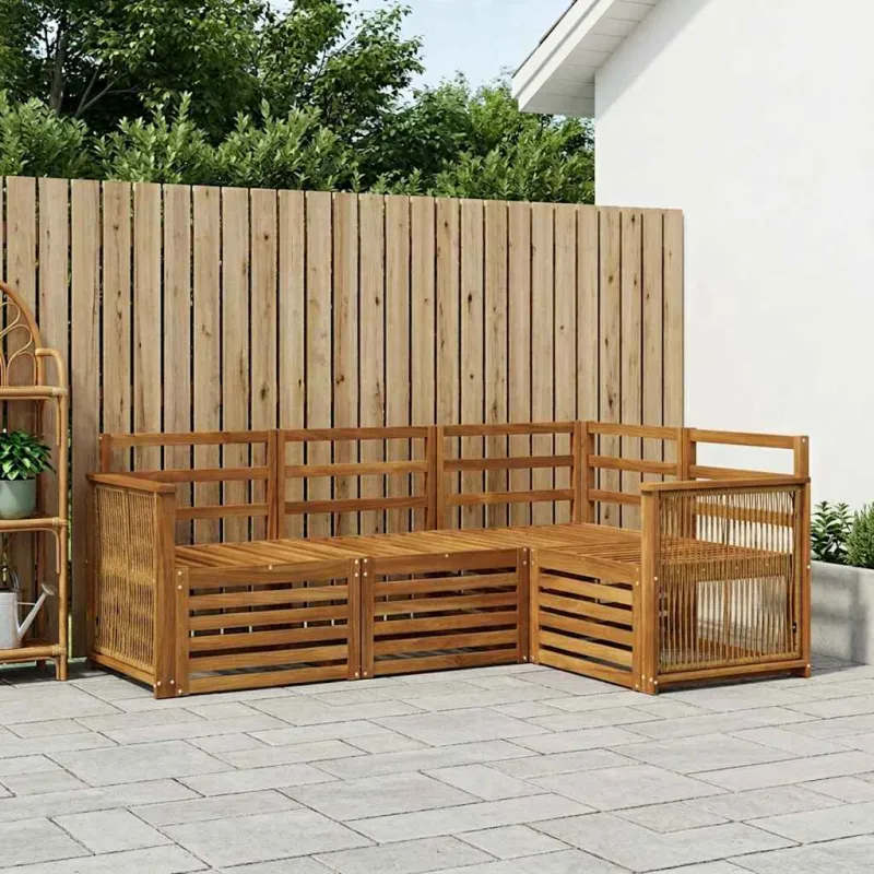 Sofų komplektai 4 pcs Kietos akacijos mediena