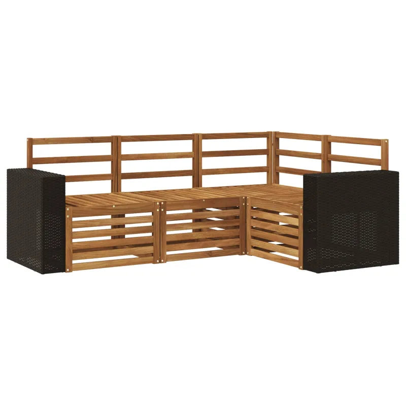Sofų komplektai 4 pcs Kietos akacijos mediena