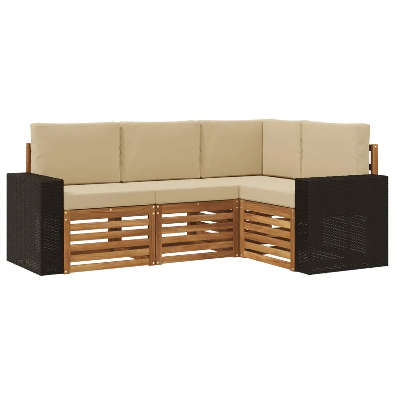 Sofų komplektai su pagalve 4 pcs Kietos akacijos mediena