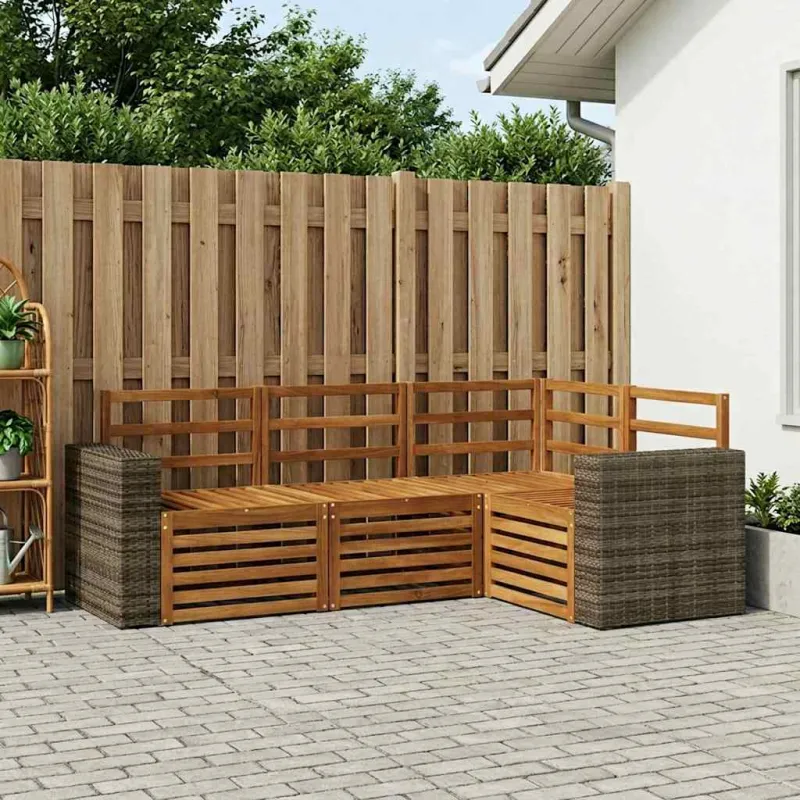 Sofų komplektai 4 pcs Kietos akacijos mediena