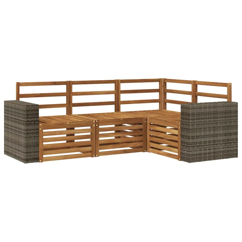 Sofų komplektai 4 pcs Kietos akacijos mediena
