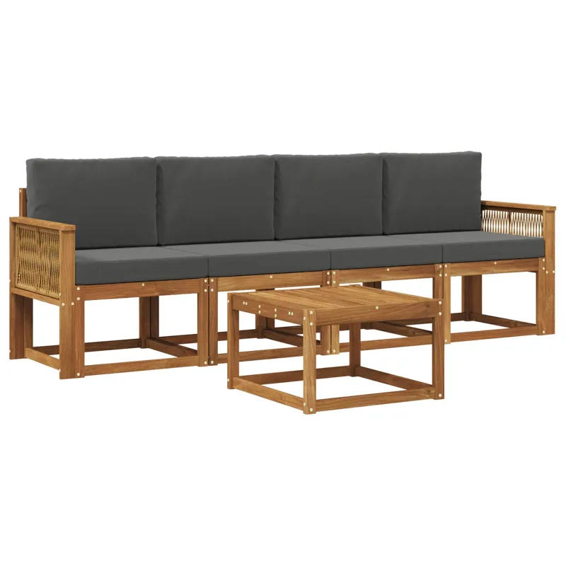 Lauko sofos komplektas 5 pcs Natūralus ir antracitas