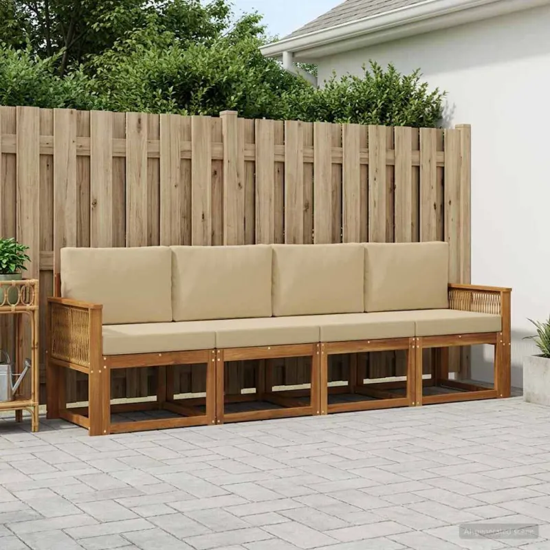 Lauko sofos komplektas 5 pcs Natūralus ir bežinis Poliesteris