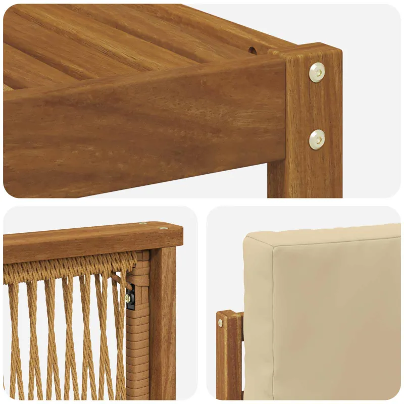 Lauko sofos komplektas 5 pcs Natūralus ir bežinis Poliesteris