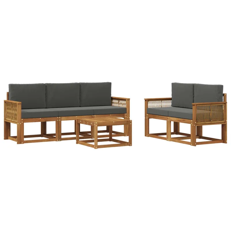 Lauko sofos komplektas 6 pcs Natūralus ir antracitas