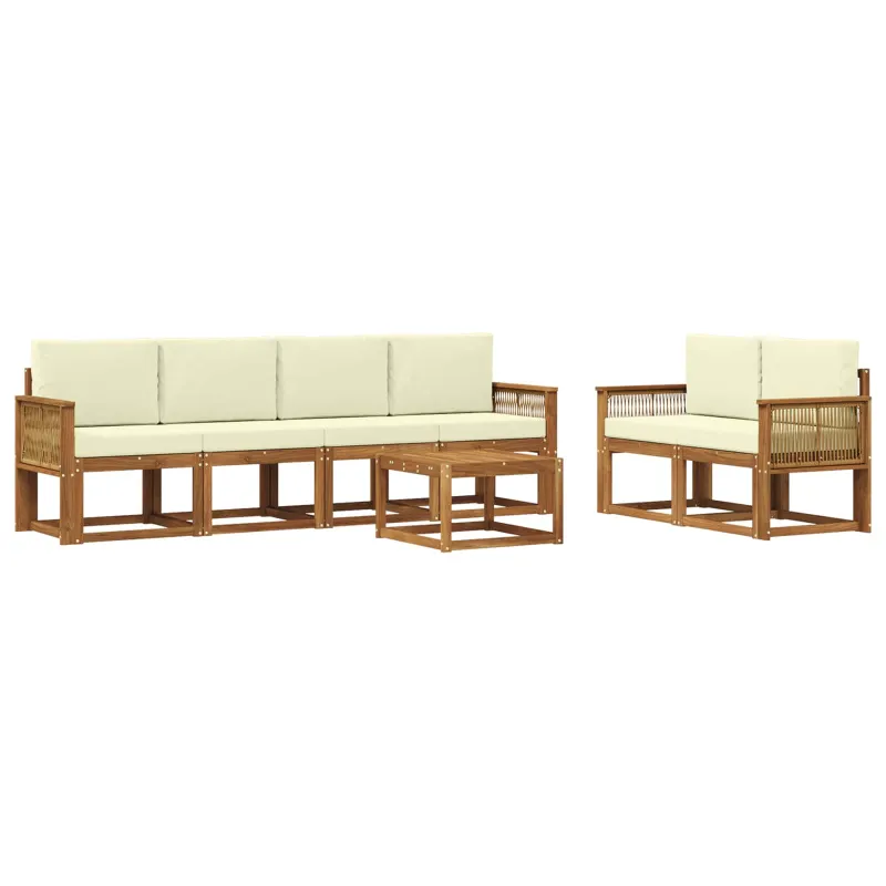 Lauko sofos komplektas 7 pcs Natūralus ir grietinėlė