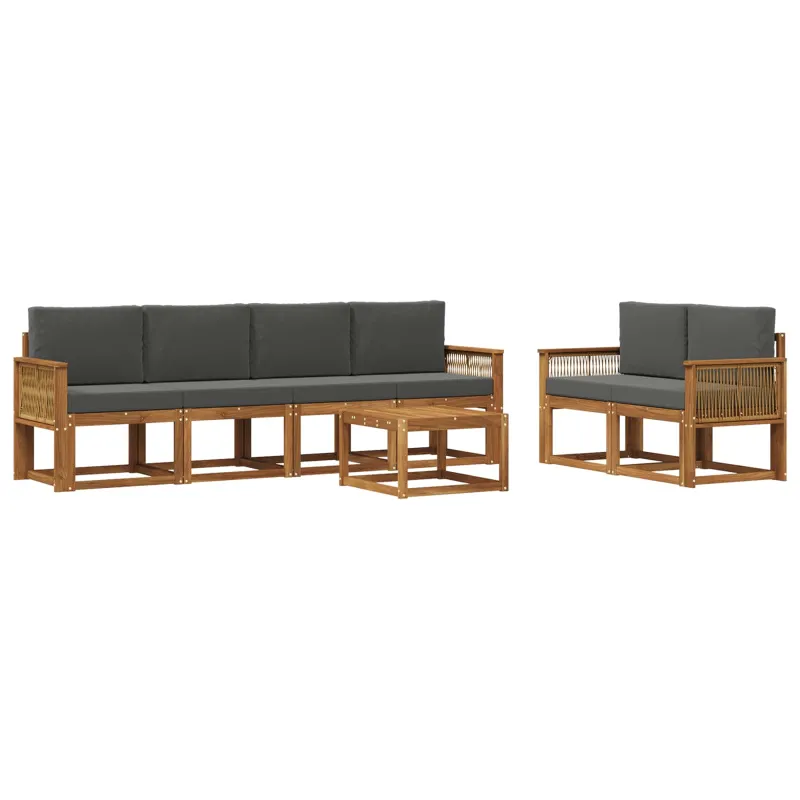 Lauko sofos komplektas 7 pcs Natūralus ir antracitas