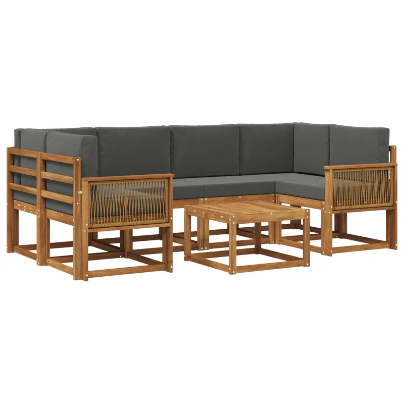 Lauko sofos komplektas 7 pcs Natūralus ir antracitas