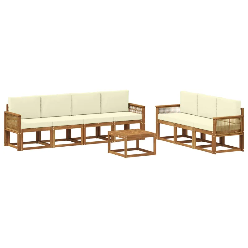 Lauko sofos komplektas 8 pcs Natūralus ir grietinėlė