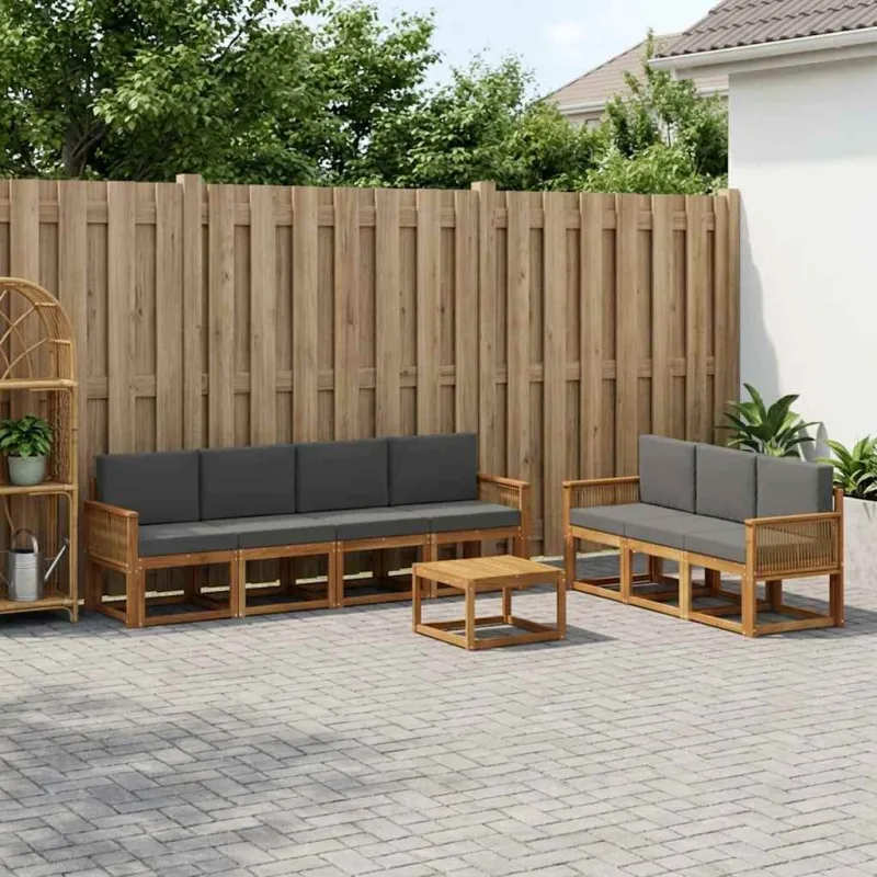 Lauko sofos komplektas 8 pcs Natūralus ir antracitas