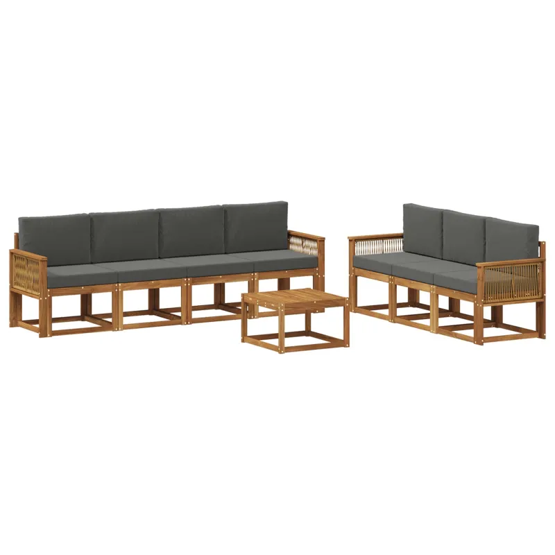 Lauko sofos komplektas 8 pcs Natūralus ir antracitas