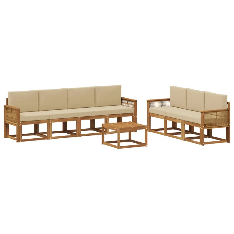 Lauko sofos komplektas 8 pcs Natūralus ir bežinis Poliesteris