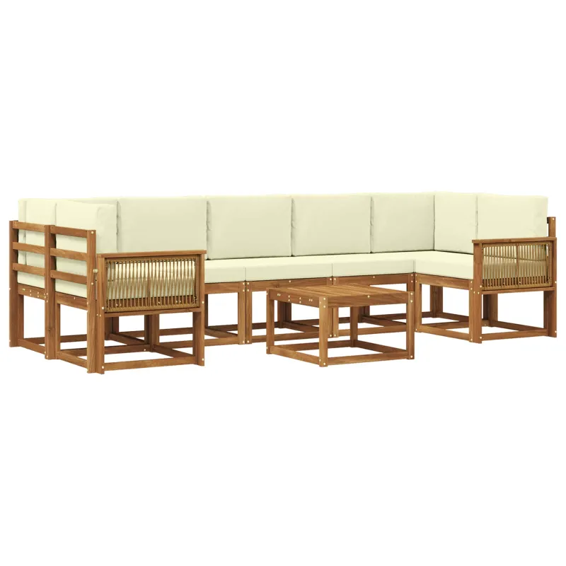 Lauko sofos komplektas 8 pcs Natūralus ir grietinėlė