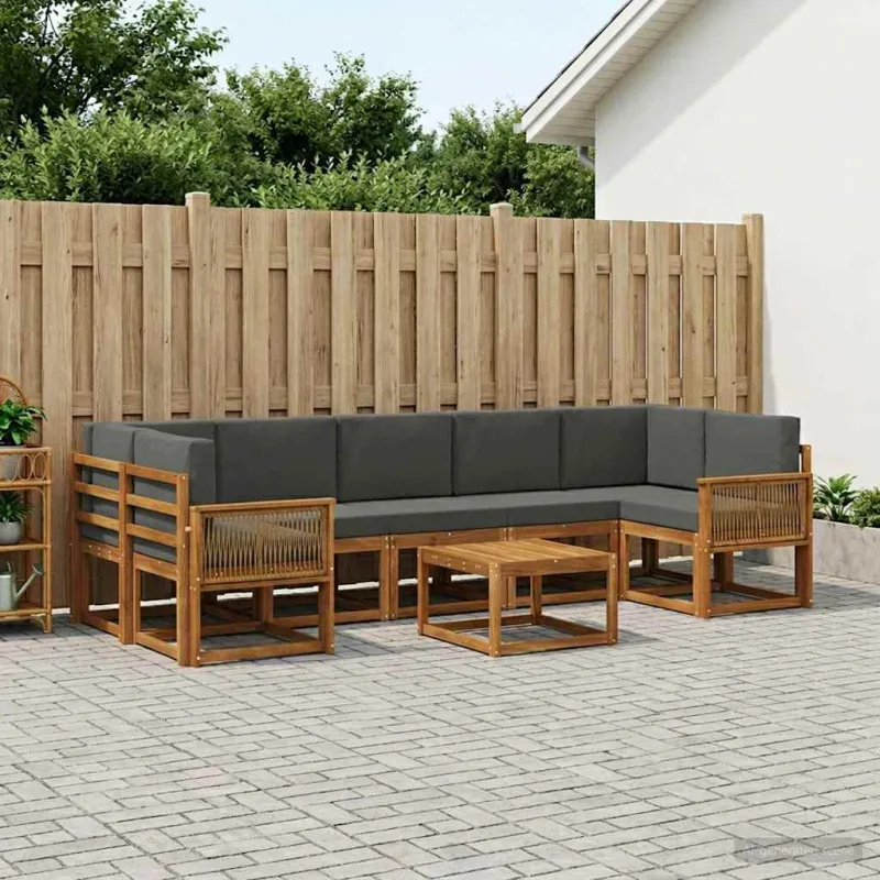 Lauko sofos komplektas 8 pcs Natūralus ir antracitas