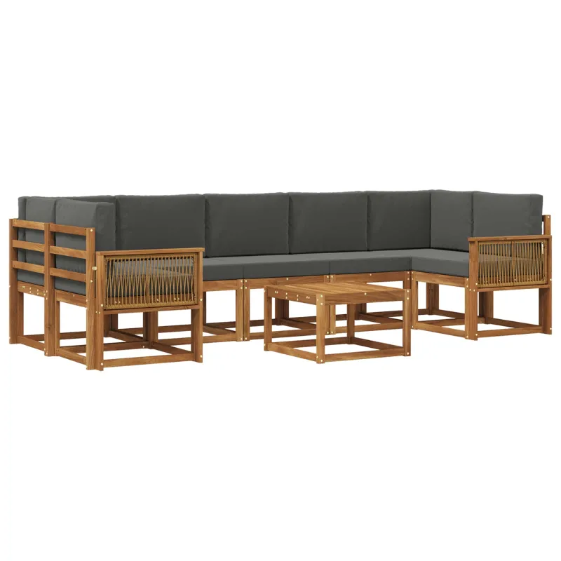 Lauko sofos komplektas 8 pcs Natūralus ir antracitas