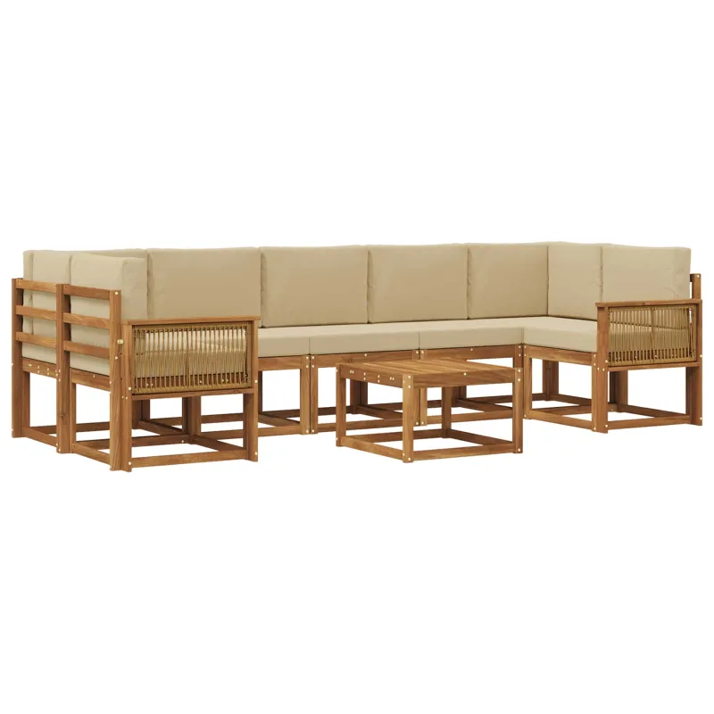 Lauko sofos komplektas 8 pcs Natūralus ir bežinis Poliesteris