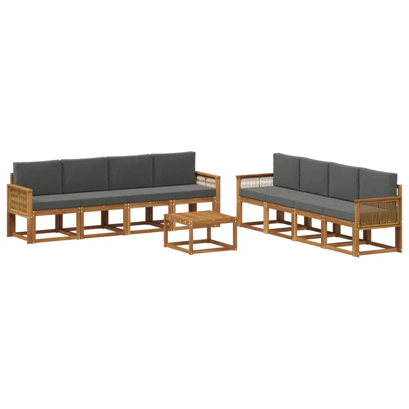 Lauko sofos komplektas 9 pcs Natūralus ir antracitas