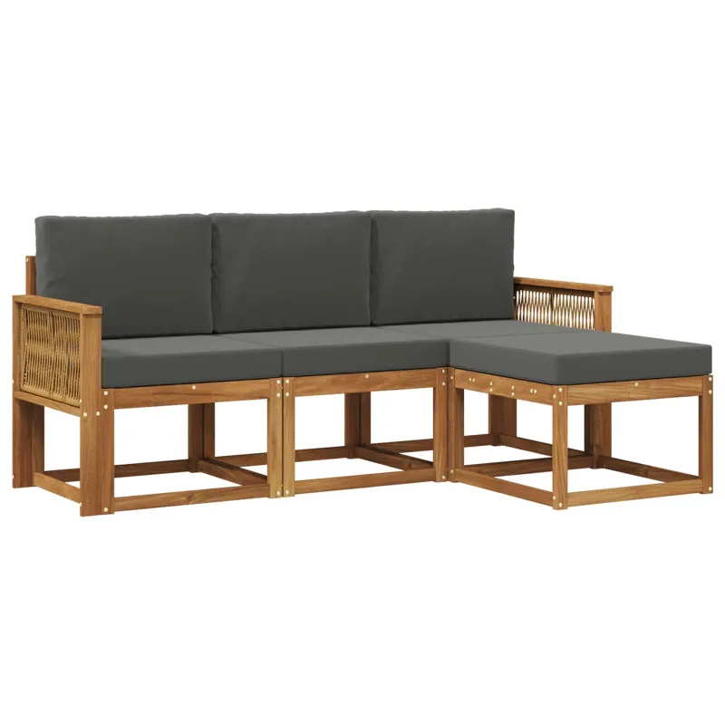 Lauko sofos komplektas 4 pcs Natūralus ir antracitas