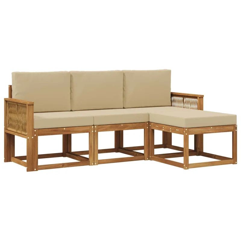 Lauko sofos komplektas 4 pcs Natūralus ir bežinis Poliesteris