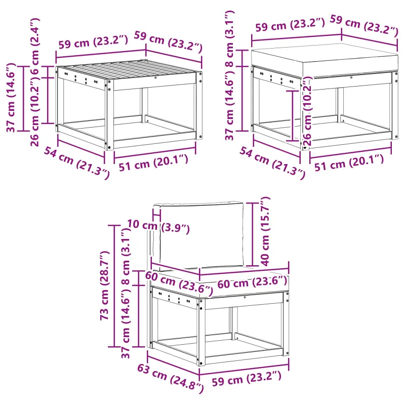 Lauko sofos komplektas 6 pcs Natūralus ir antracitas