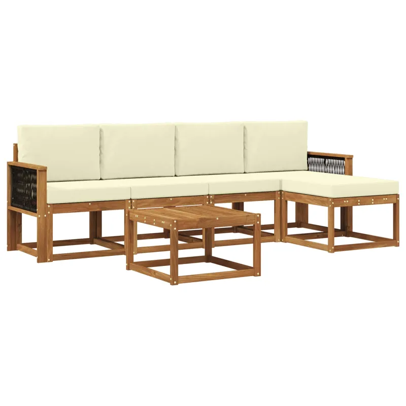 Lauko sofos komplektas 6 pcs Natūralus ir grietinėlė
