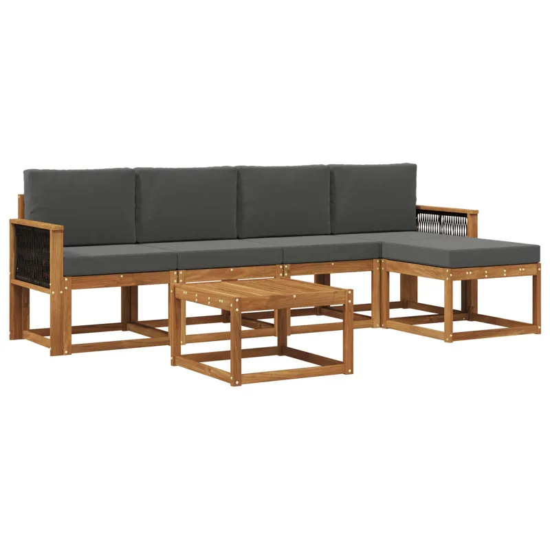 Lauko sofos komplektas 6 pcs Natūralus ir antracitas