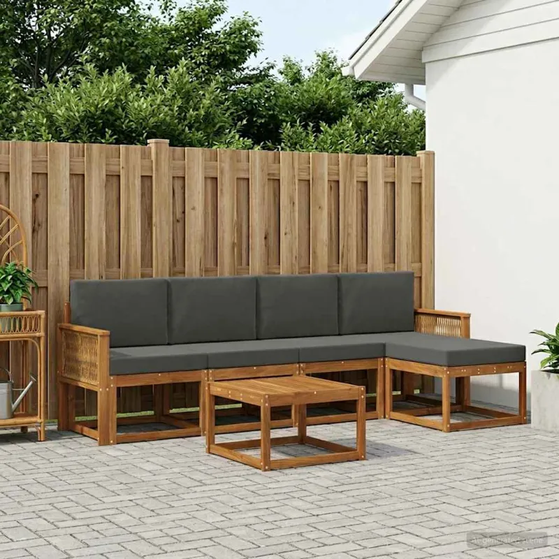 Lauko sofos komplektas 6 pcs Natūralus ir antracitas