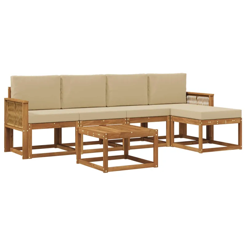 Lauko sofos komplektas 6 pcs Natūralus ir bežinis Poliesteris