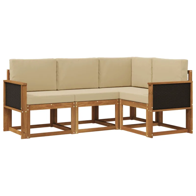 Lauko sofos komplektas 4 pcs Natūralus ir bežinis Poliesteris