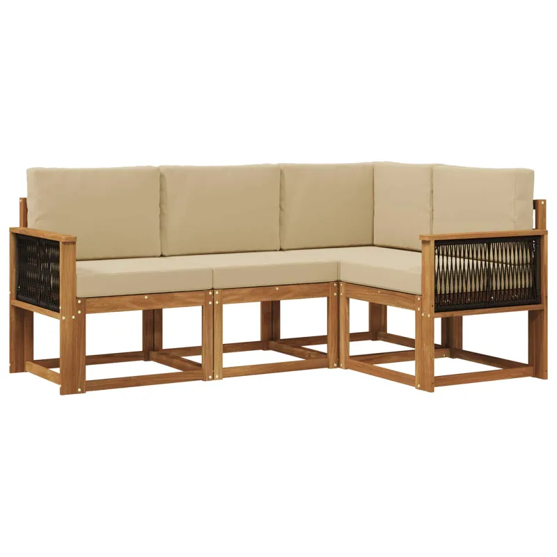 Lauko sofos komplektas 4 pcs Natūralus ir bežinis Poliesteris