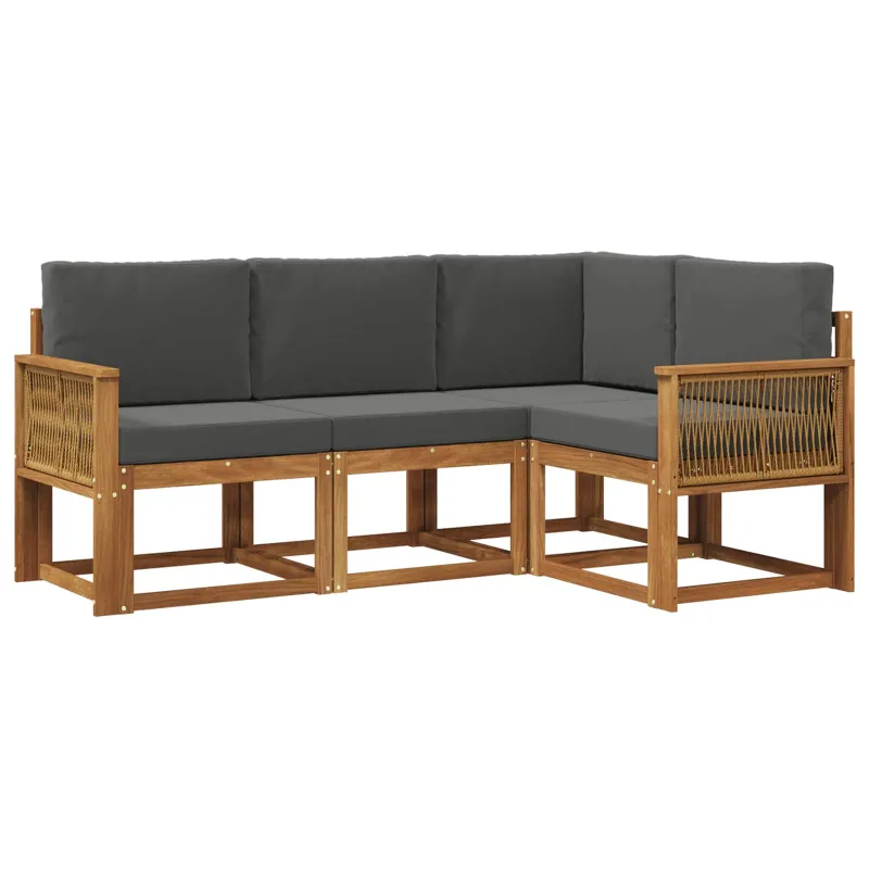 Lauko sofos komplektas 4 pcs Natūralus ir antracitas