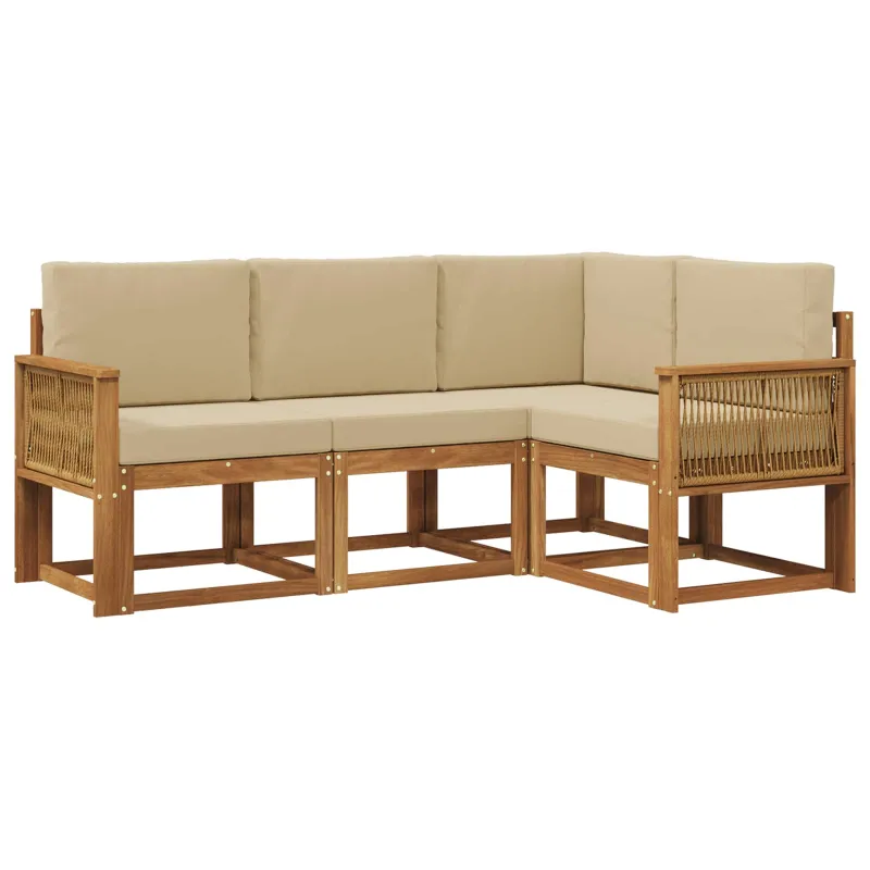 Lauko sofos komplektas 4 pcs Natūralus ir bežinis Poliesteris