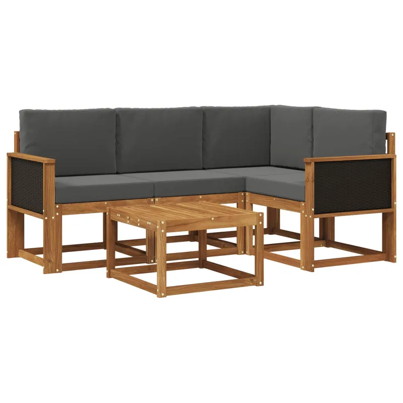 Lauko sofos komplektas 5 pcs Natūralus ir antracitas