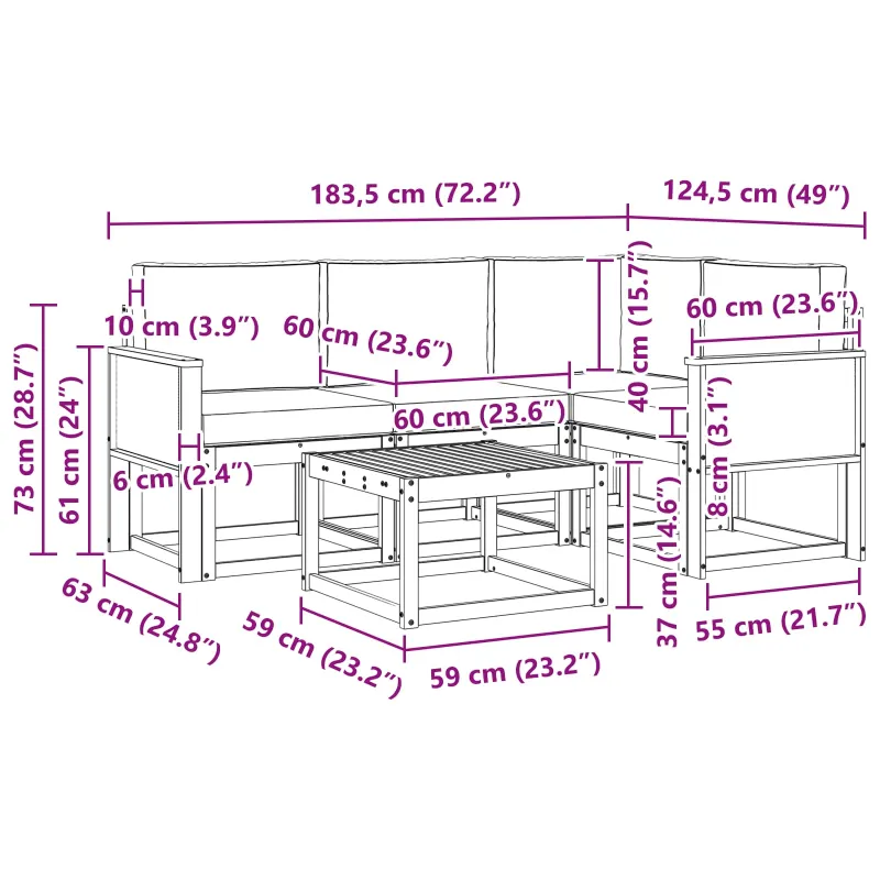 Lauko sofos komplektas 5 pcs Natūralus ir bežinis Poliesteris