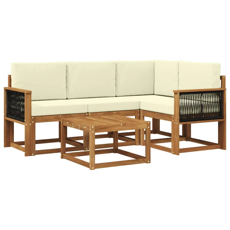 Lauko sofos komplektas 5 pcs Natūralus ir grietinėlė