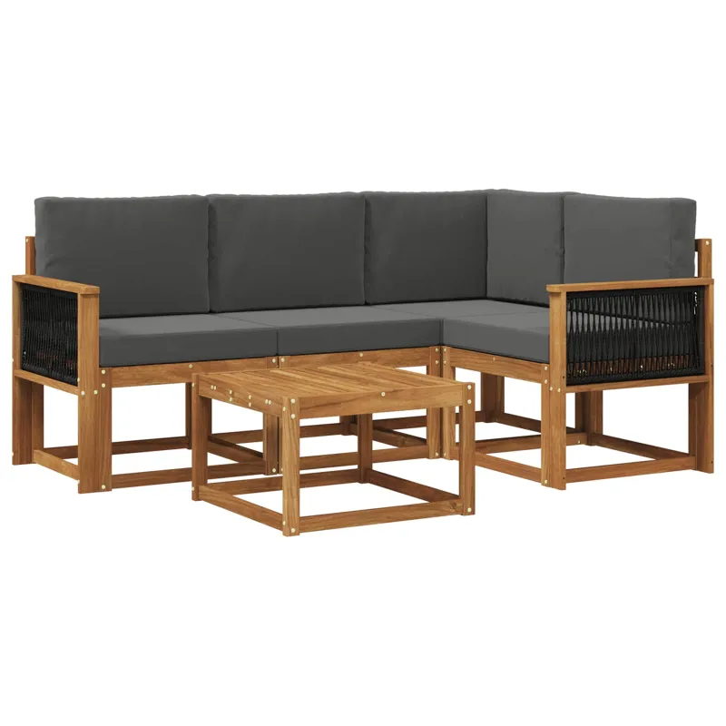 Lauko sofos komplektas 5 pcs Natūralus ir antracitas