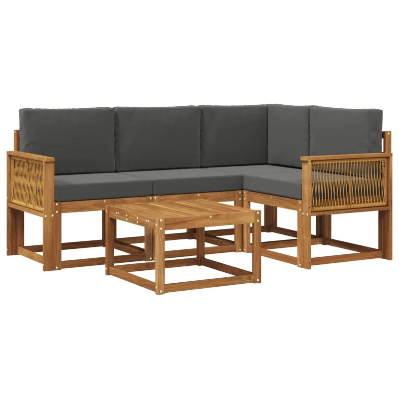 Lauko sofos komplektas 5 pcs Natūralus ir antracitas