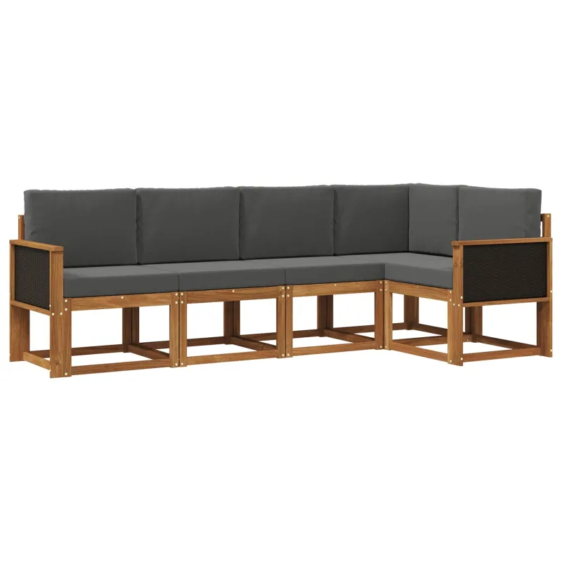 Lauko sofos komplektas 5 pcs Natūralus ir antracitas