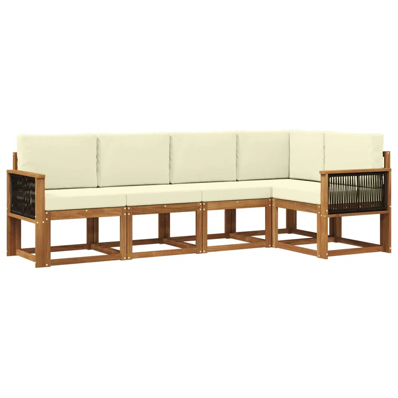 Lauko sofos komplektas 5 pcs Natūralus ir grietinėlė