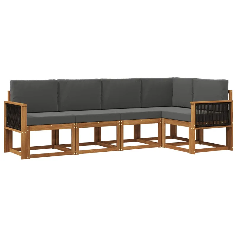 Lauko sofos komplektas 5 pcs Natūralus ir antracitas