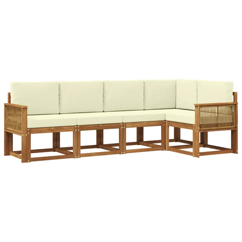 Lauko sofos komplektas 5 pcs Natūralus ir grietinėlė