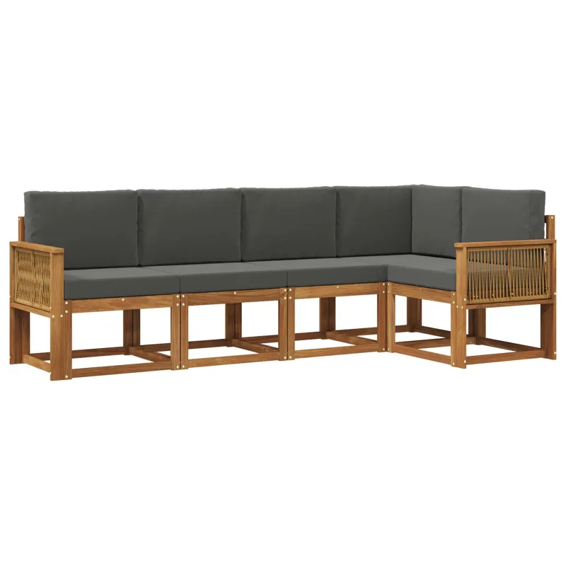 Lauko sofos komplektas 5 pcs Natūralus ir antracitas