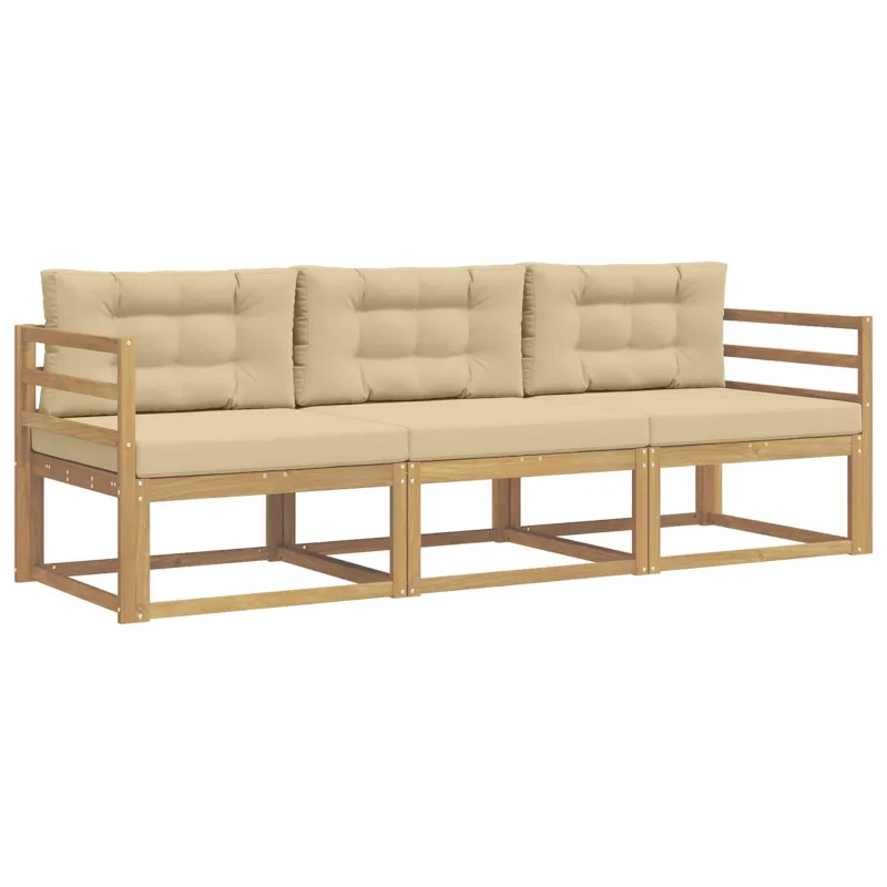 Lauko sofos komplektas 3 pcs Balta ir kreminė Poliesteris