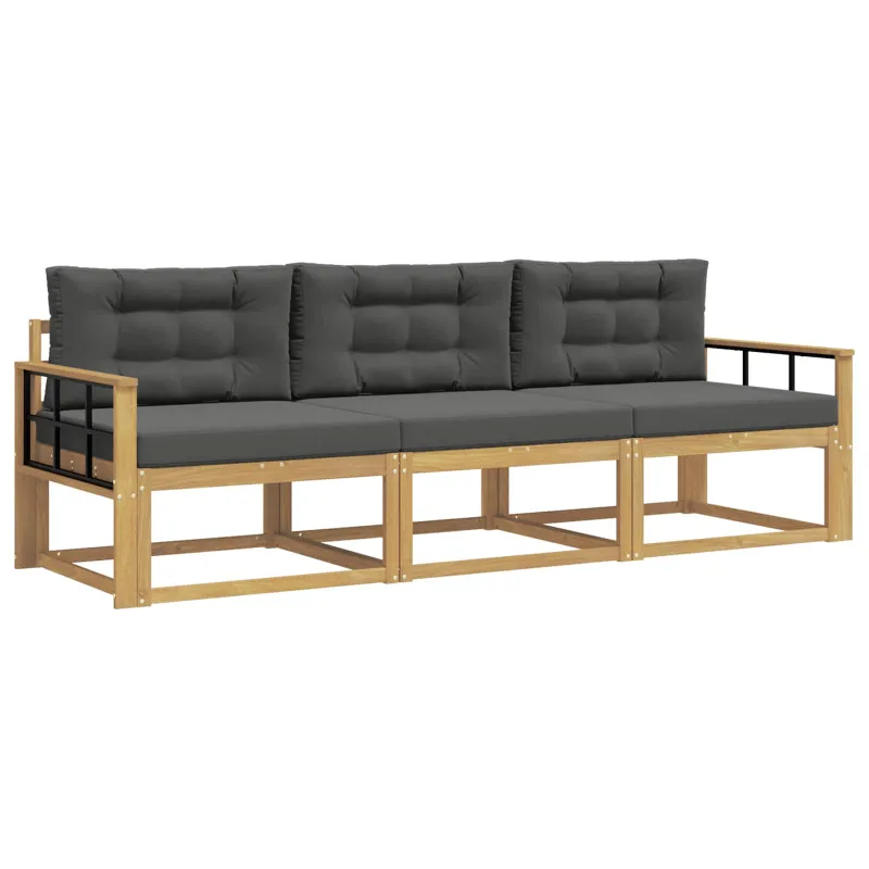 Lauko sofos komplektas 3 pcs Balta ir antracito Poliesteris