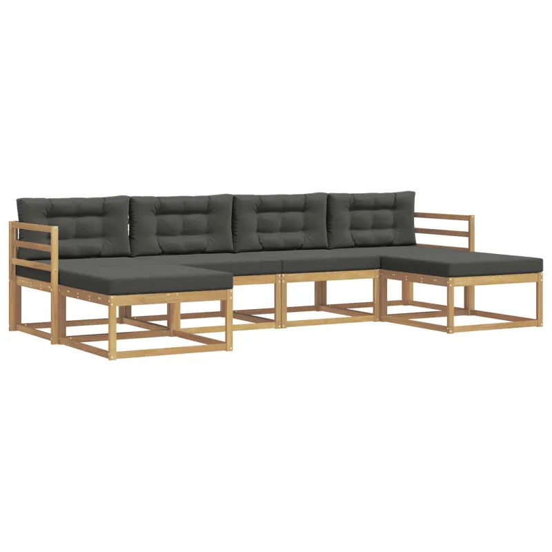 Lauko sofos komplektas su pagalve 6 pcs Balta ir antracito
