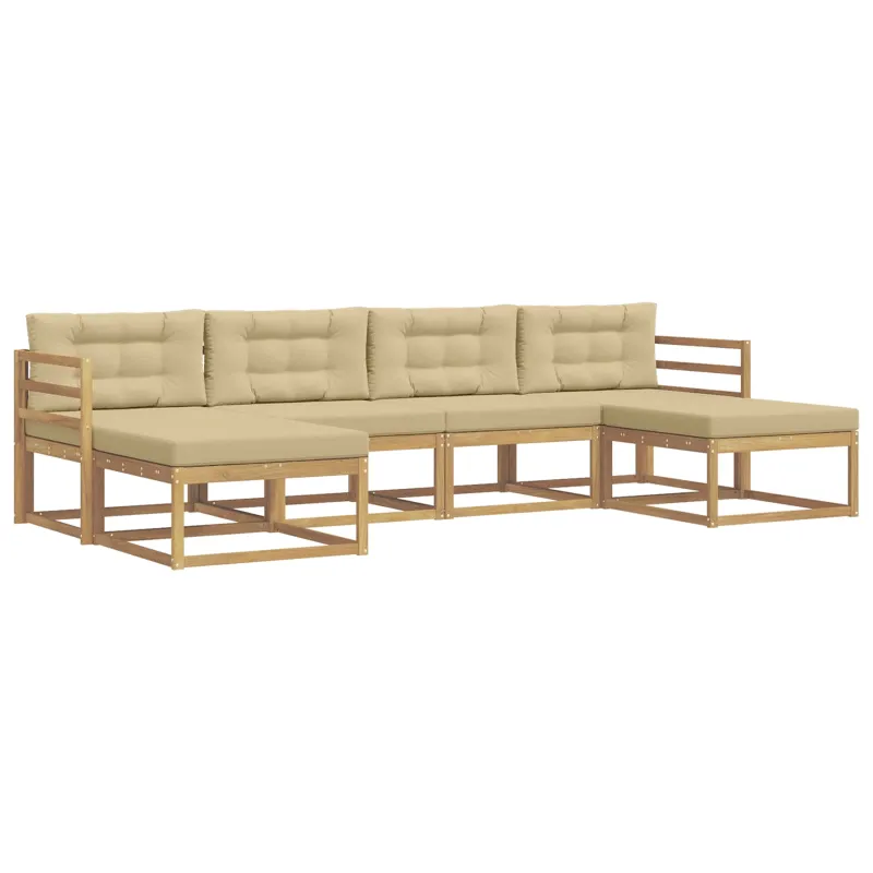 Lauko sofos komplektas su pagalve 6 pcs Balta ir kreminė